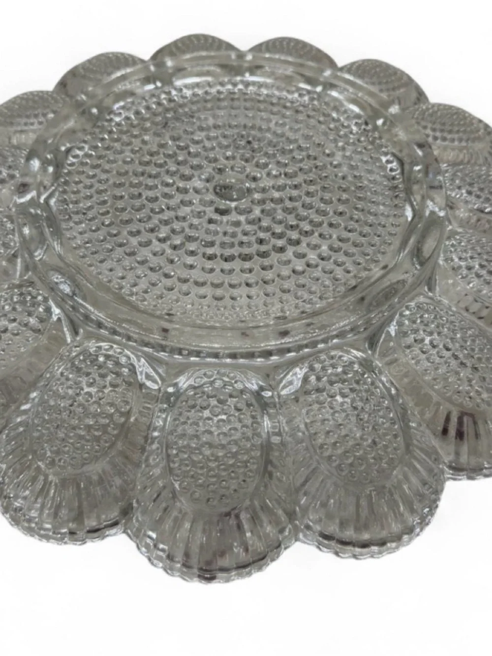 Clear Pressed Glass Deviled Egg / Serving Plate